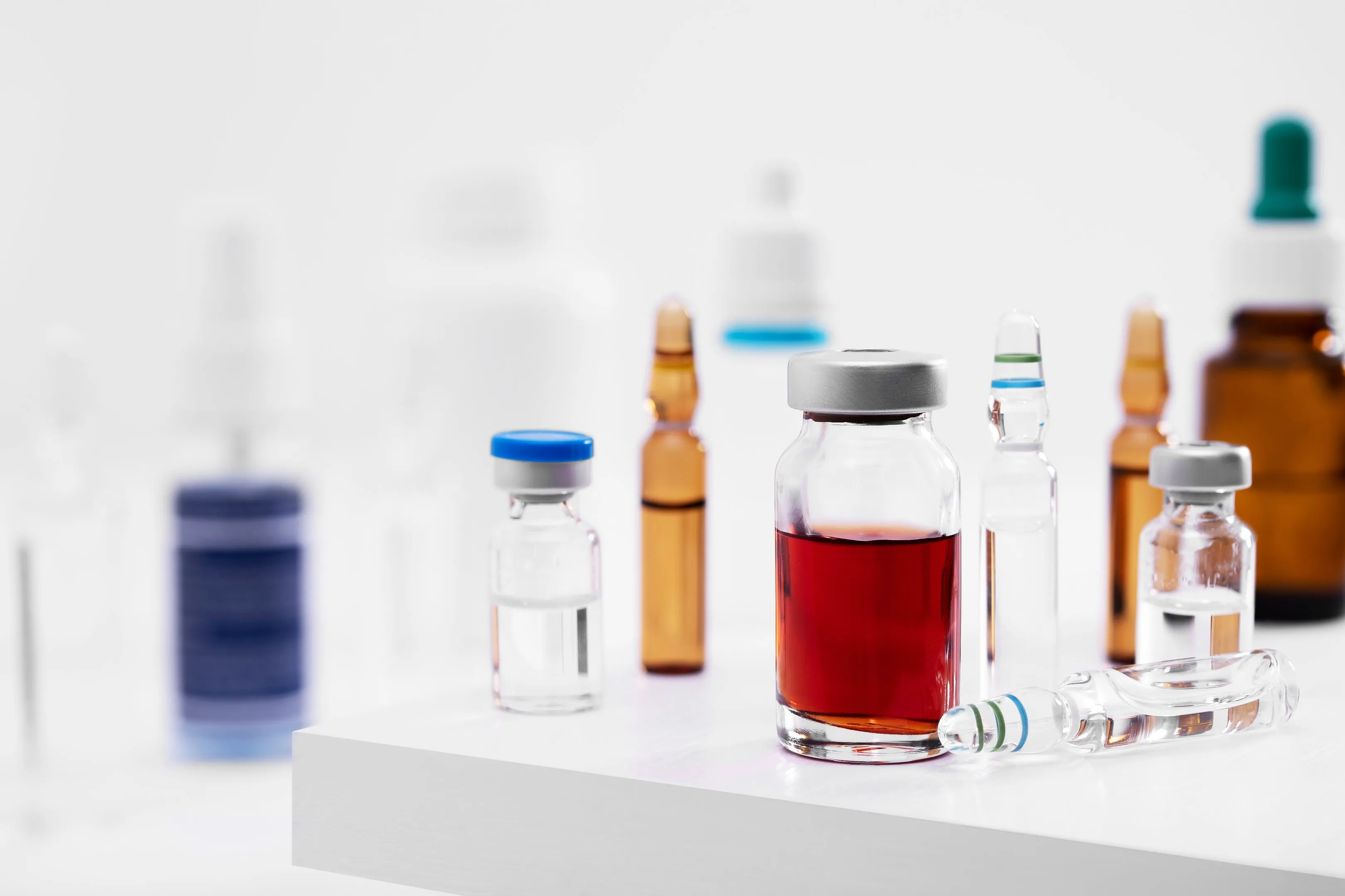 Laboratory vials in a pharmaceutical research setting